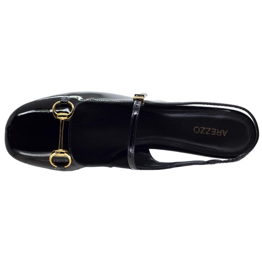 Sapato Slickback Bico Quadrado Feminino Arezzo A13657 Preto Preto 3