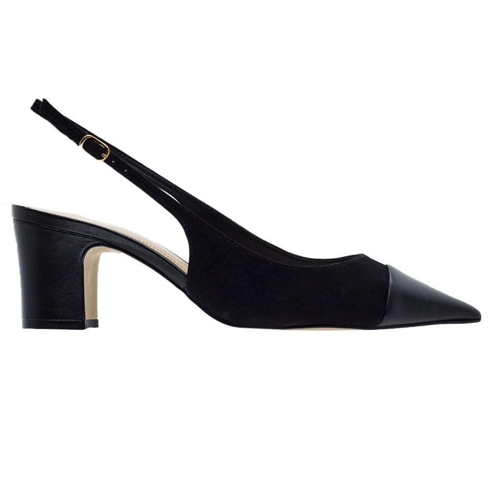 Sapato Slickback Bico Fino Feminino Arezzo A13364 Preto Preto 1