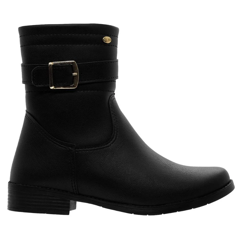 Bota Cano Curto Infantil Menina Klin 195068000 Preto