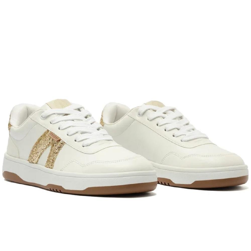 Tênis Casual Feminino Anacapri C30650 Branco Branco/Dourado 2