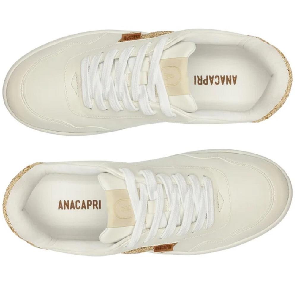 Tênis Casual Feminino Anacapri C30650 Branco Branco/Dourado 3