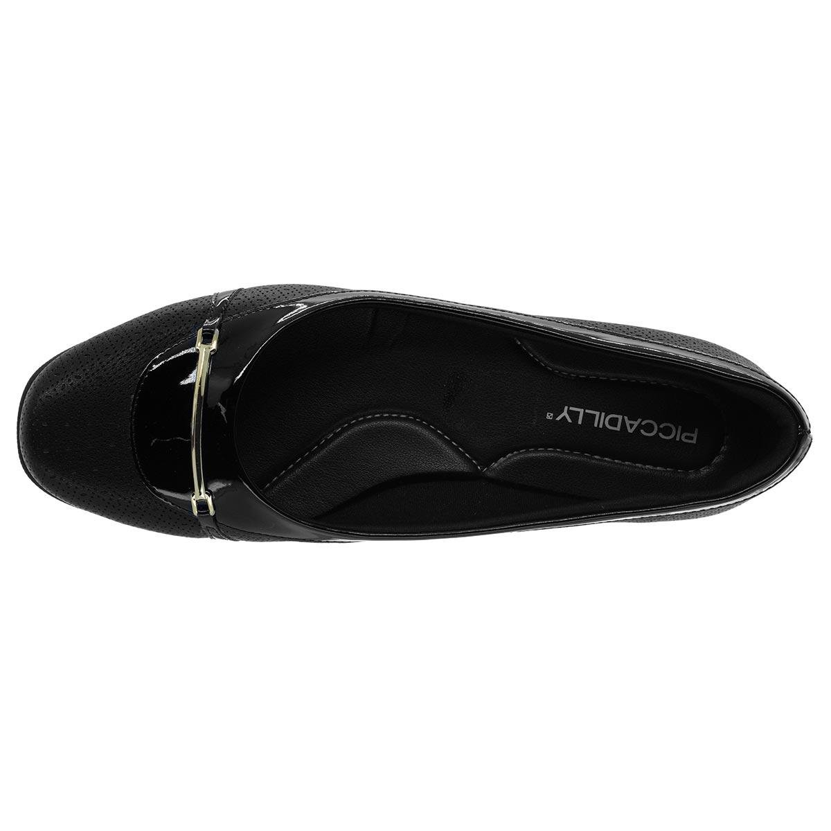 Sapato Salto Baixo Feminino Piccadilly 143211 Preto Preto 3