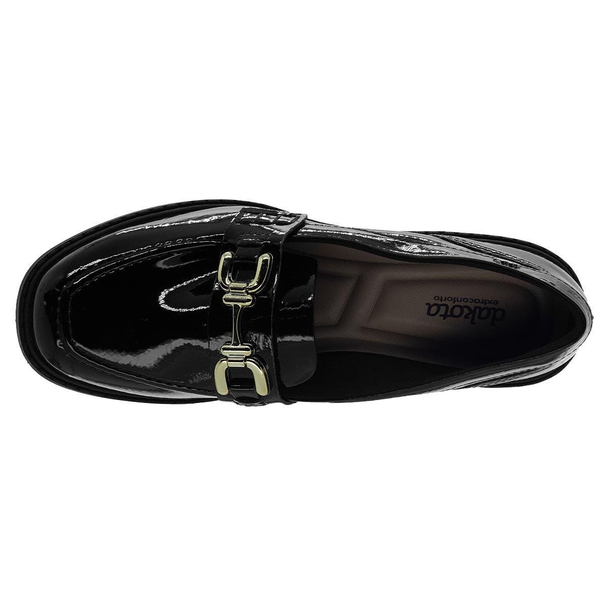 Sapato Mocassim Salto Grosso Feminino Dakota G9762 Preto Preto 3