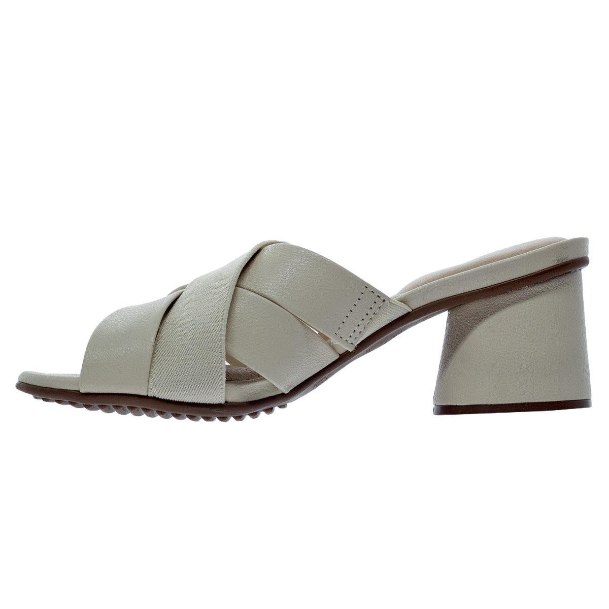 Tamanco Salto Médio Bloco Feminino Modare Ultraconforto 7179.107 Creme Creme 2