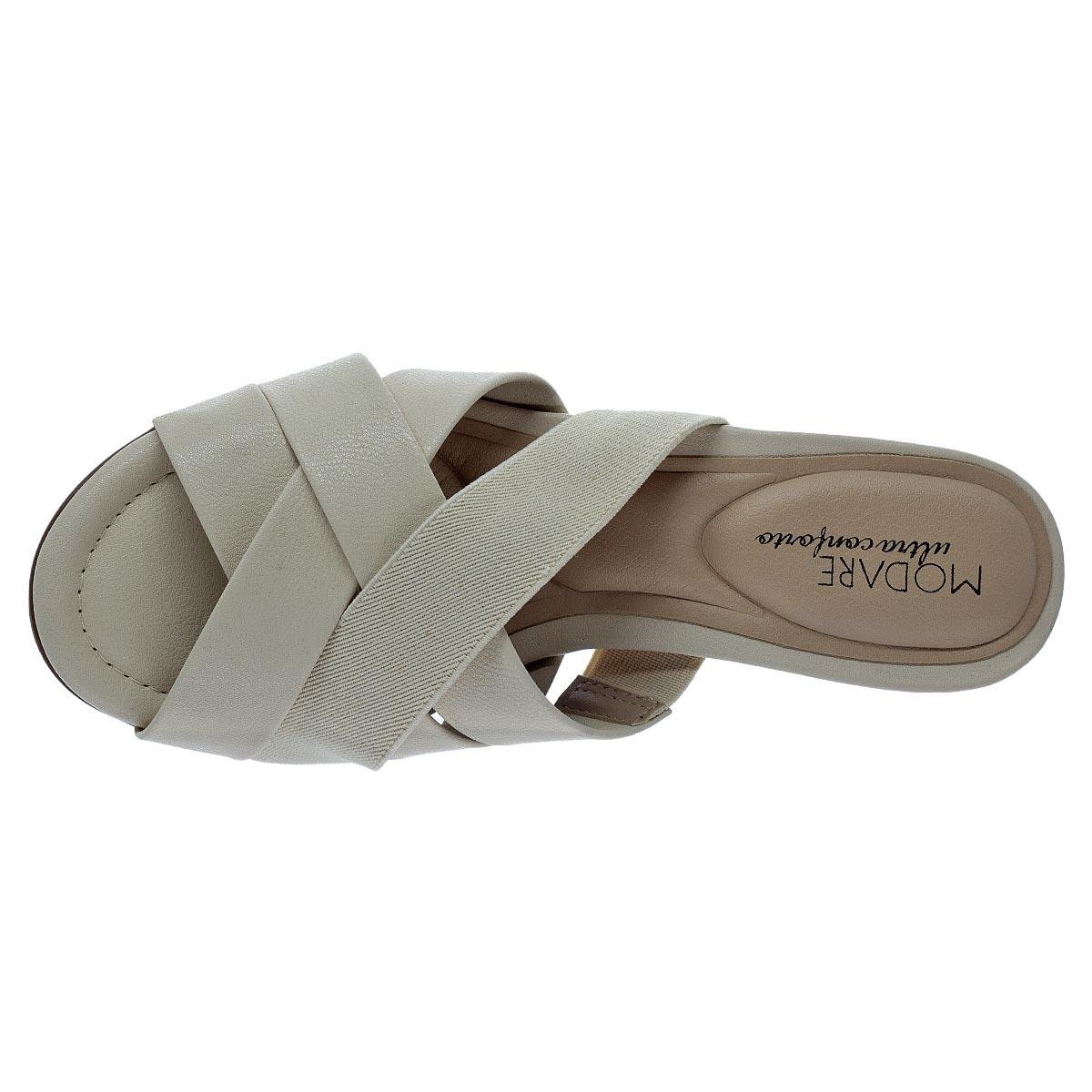 Tamanco Salto Médio Bloco Feminino Modare Ultraconforto 7179.107 Creme Creme 3