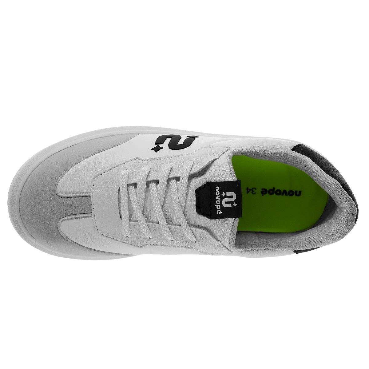 Tênis Casual Infantil Menino NovoPé 98001142 Branco Branco/Preto/Cinza 3