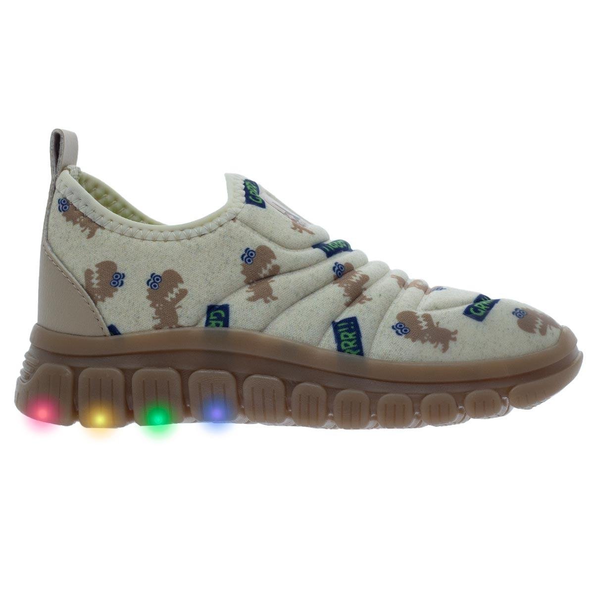 Tênis Casual Infantil Menino LED Novopé Soft  99001304 Bege