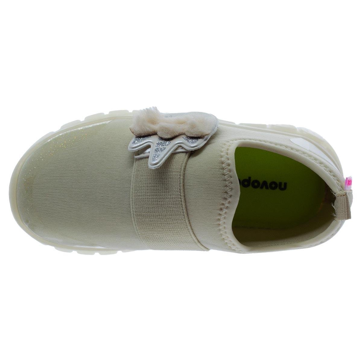 Tênis Casual Infantil Menina Novopé 99001300 LED Offwhite Off White 3