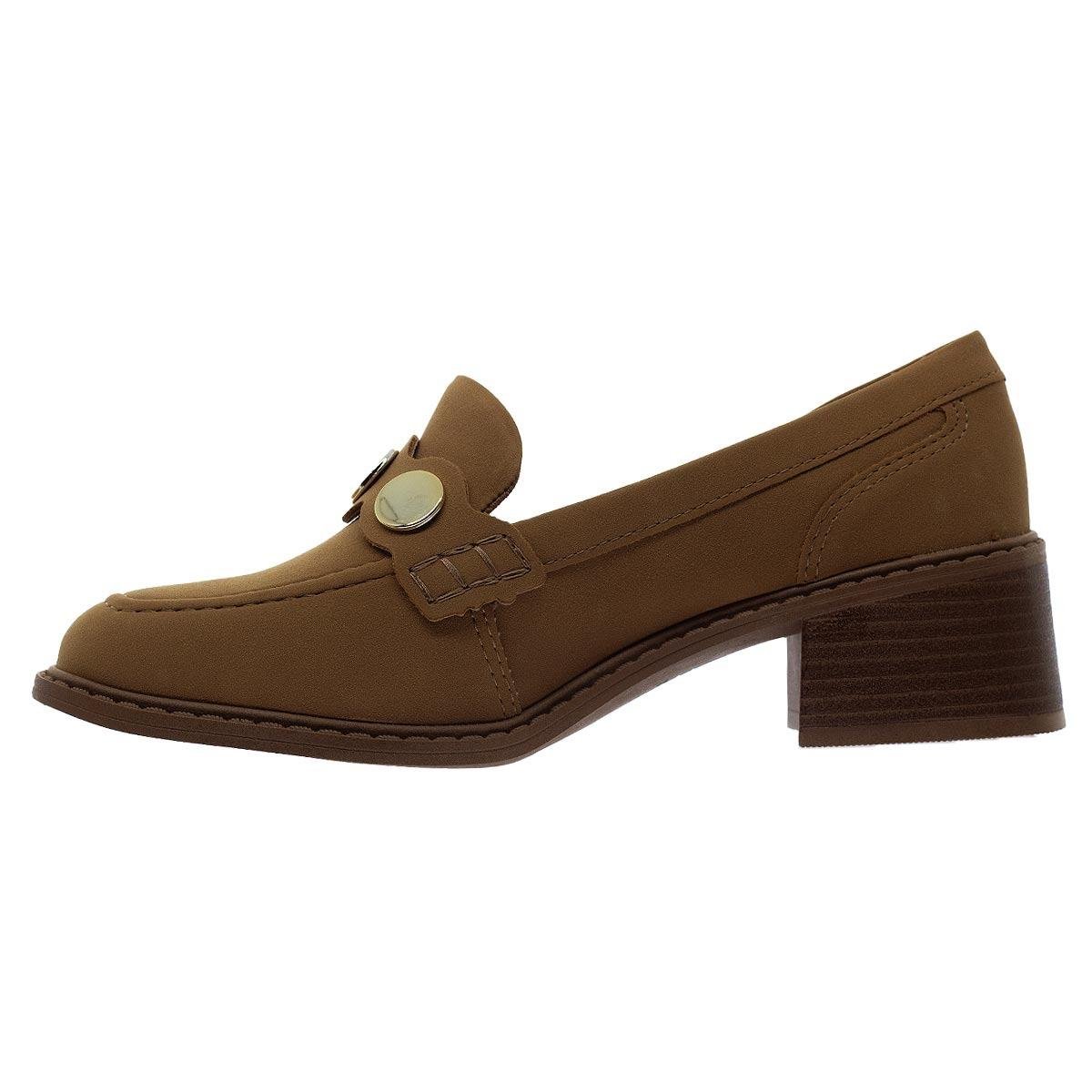 Sapato Mocassim Salto Grosso Feminino Dakota G9763 Camel Camel 2