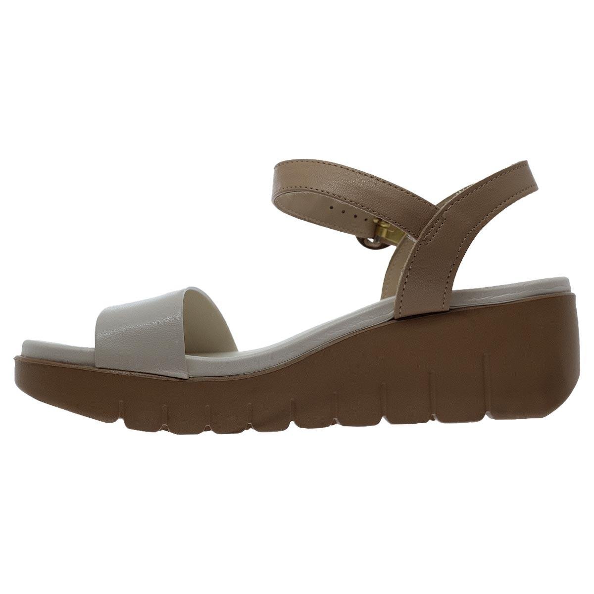 Sandália Anabela Feminina Moleca 5536.100 Offwhite Off White/Bege 2