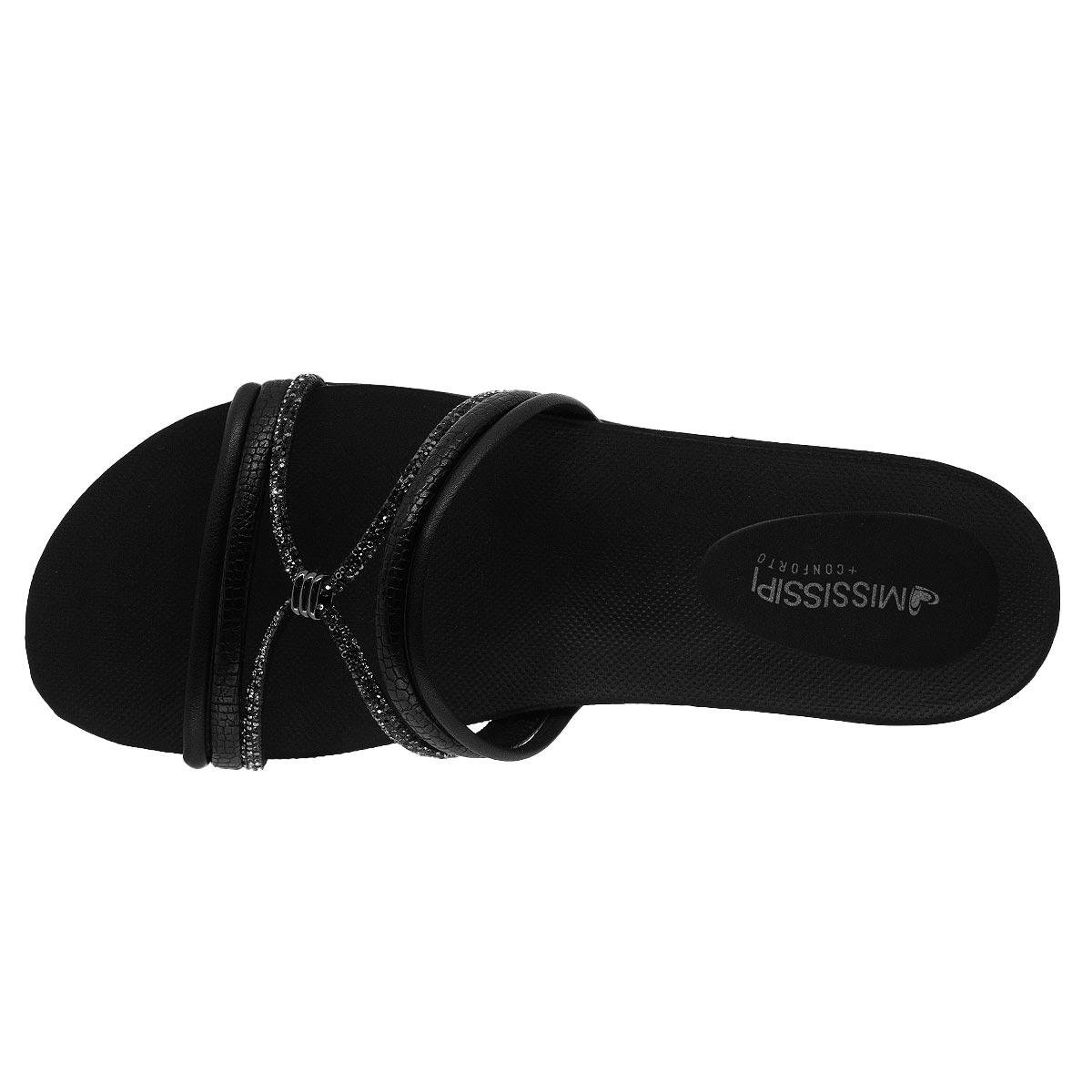 Sandália Rasteira Feminina Mississipi MB761 Preto Preto 3