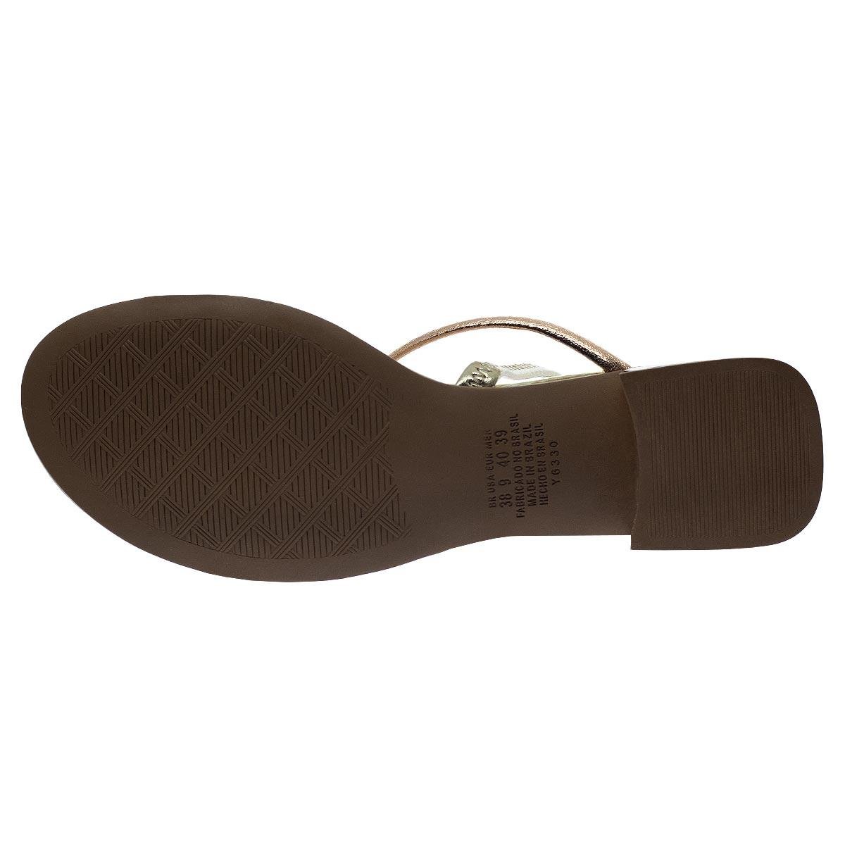 Sandália Salto Baixo Metalizada Feminina Dakota Y8053 Dourada Champagne 4