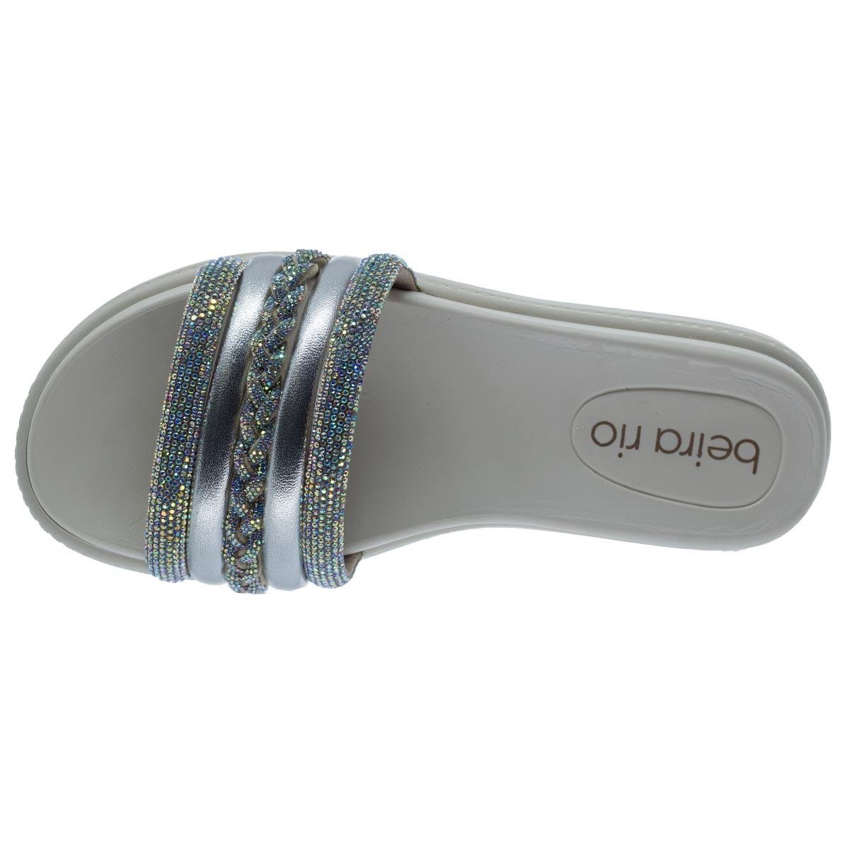 Tamanco Rasteiro Papete Feminino Beira Rio 8528.103 Branco Prata 3
