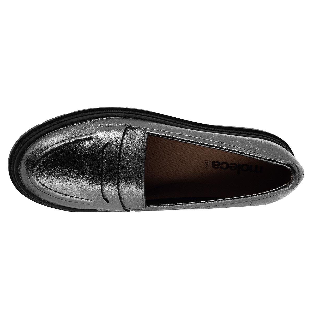 Sapato Mocassim Feminino Loafer Moleca 5775.105 Prata Grafite 3