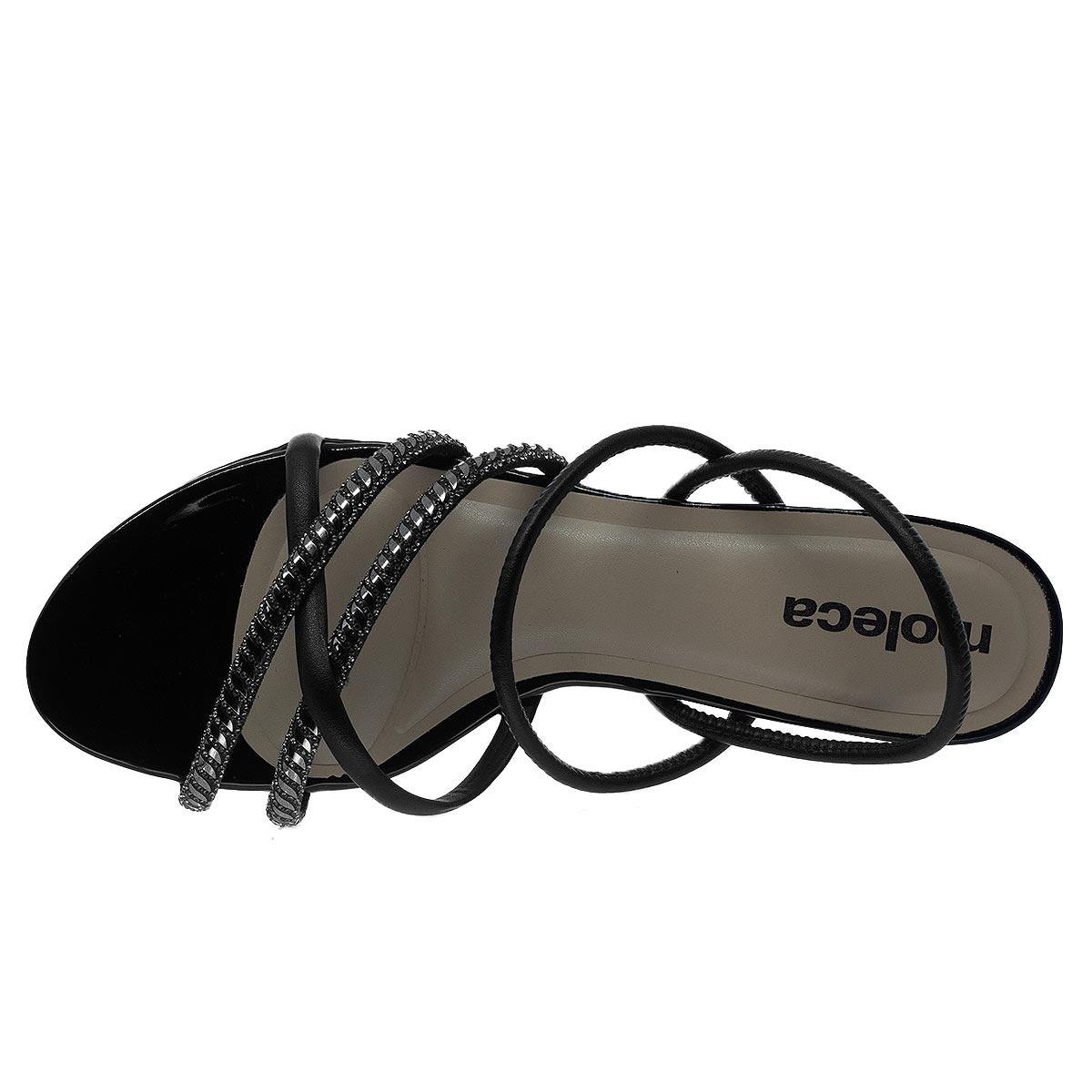 Sandália Salto Baixo Feminina Moleca 5259.871 Preto Preto 3