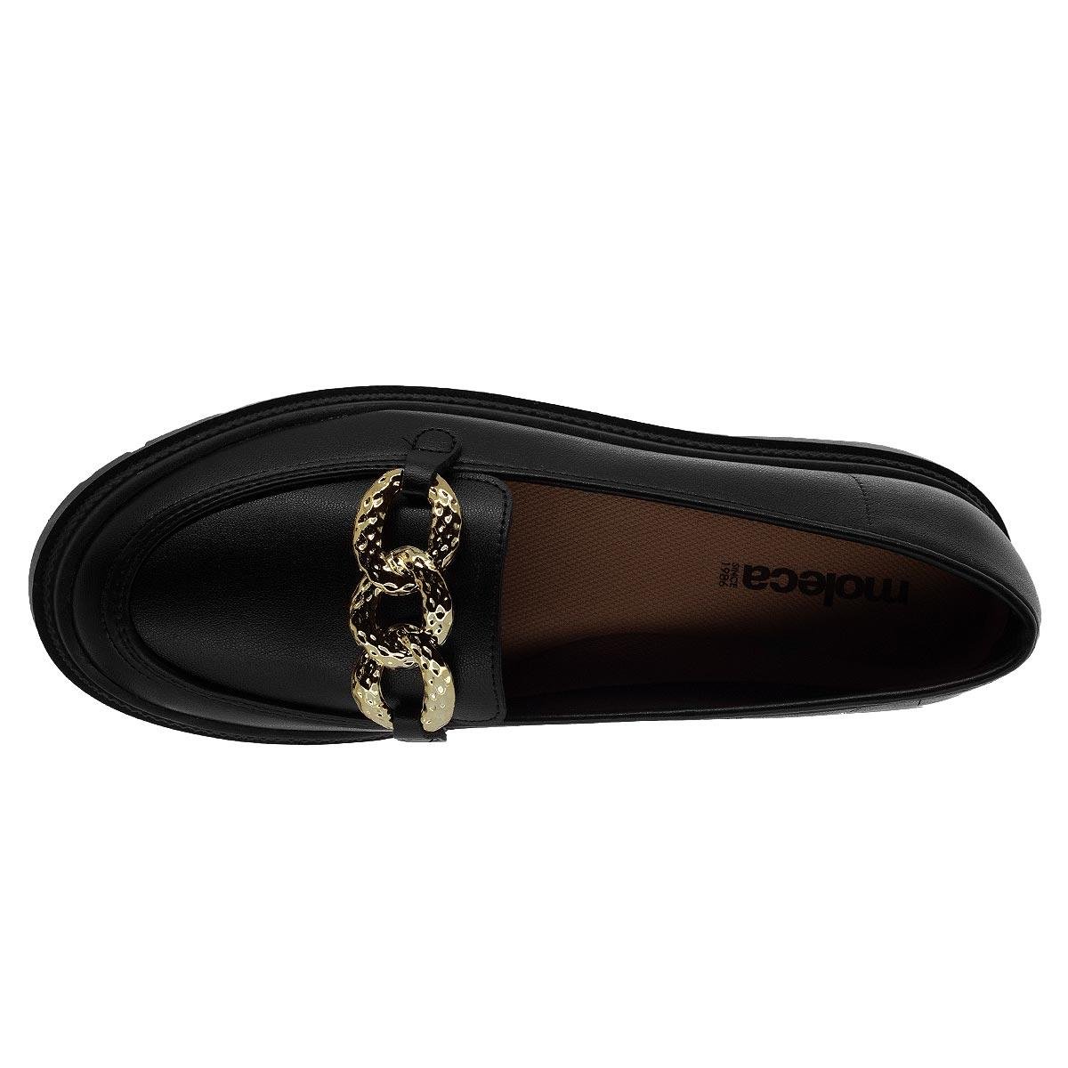 Sapato Mocassim Feminina Moleca 5775.101 Preto Preto 3