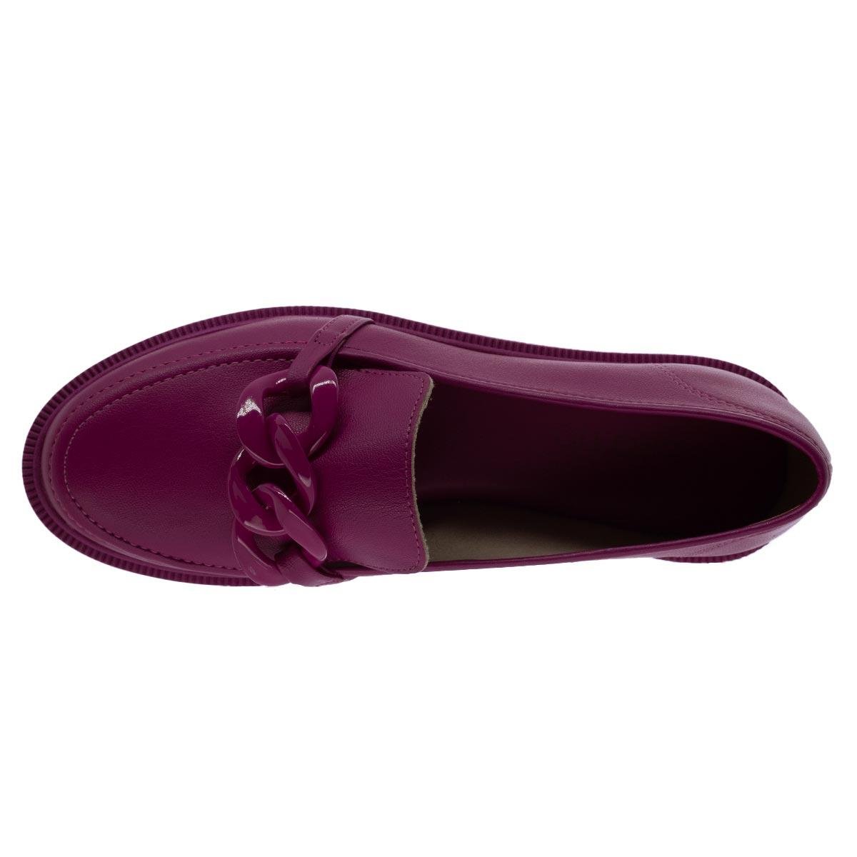 Mocassim Feminino Loafer Tratorado Beira Rio 4283.105 Magenta Rosa 3