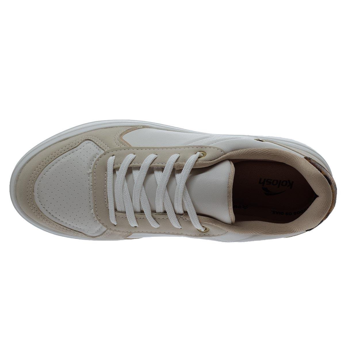 Tênis Casual Feminino Kolosh C3943 Branco Branco/Bege 3