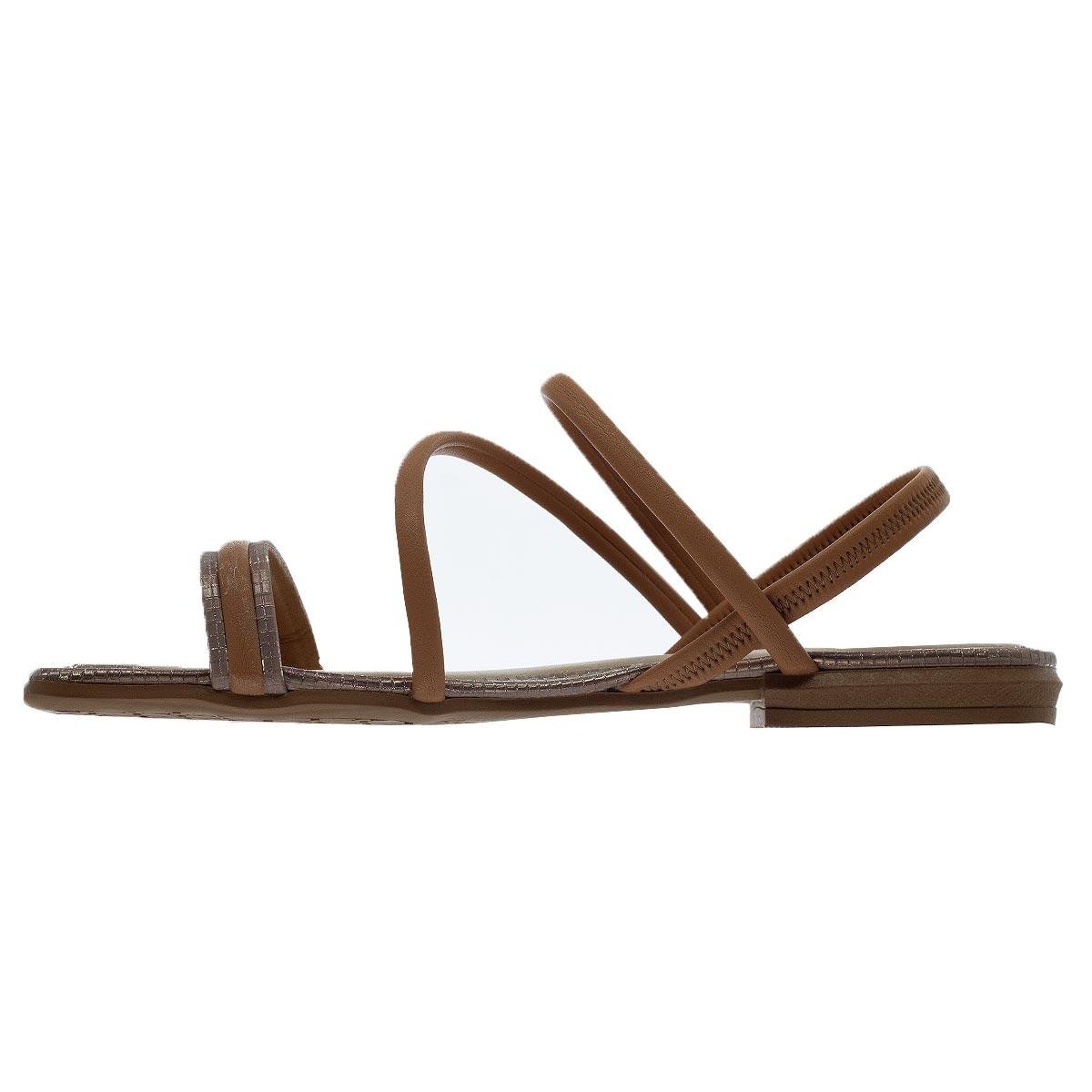 Sandália Rasteira Feminino Mississipi MB043 Bege Marrom 2