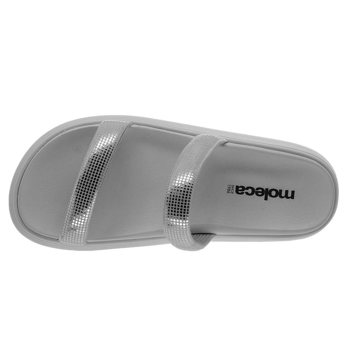 Tamanco Papete Feminina Moleca 5507.101 Offwhite Branco/Prata 3