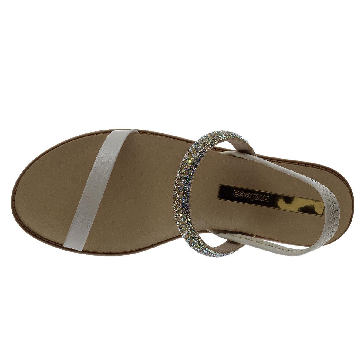Sandália Rasteira Feminina Moleca 5443.231 Offwhite Off White 3
