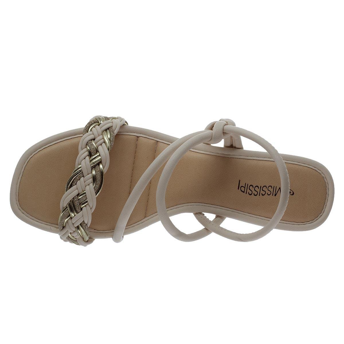 Sandália Salto Bloco Feminino Mississipi MB443 Offwhite Off White 3