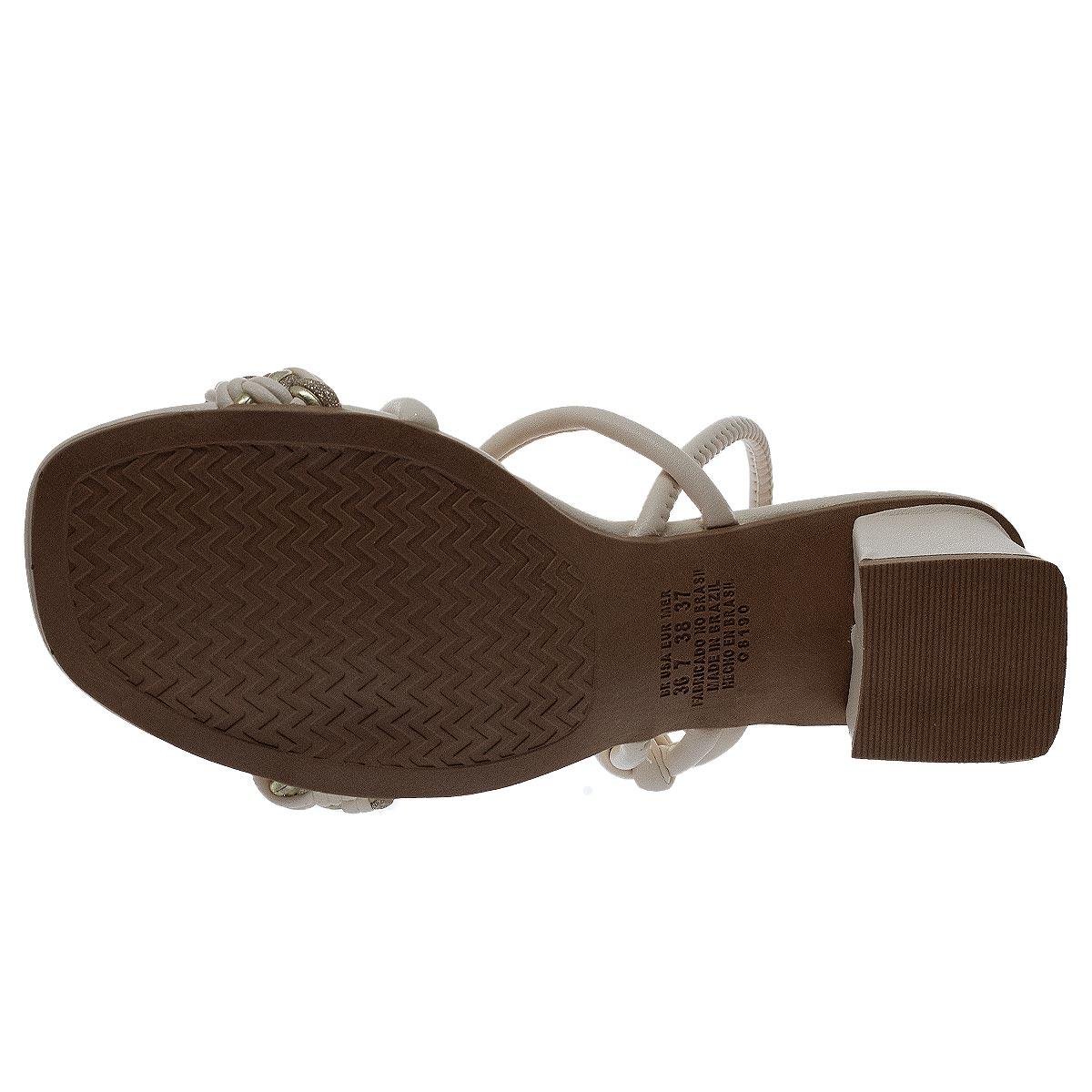Sandália Salto Bloco Feminino Mississipi MB443 Offwhite Off White 4