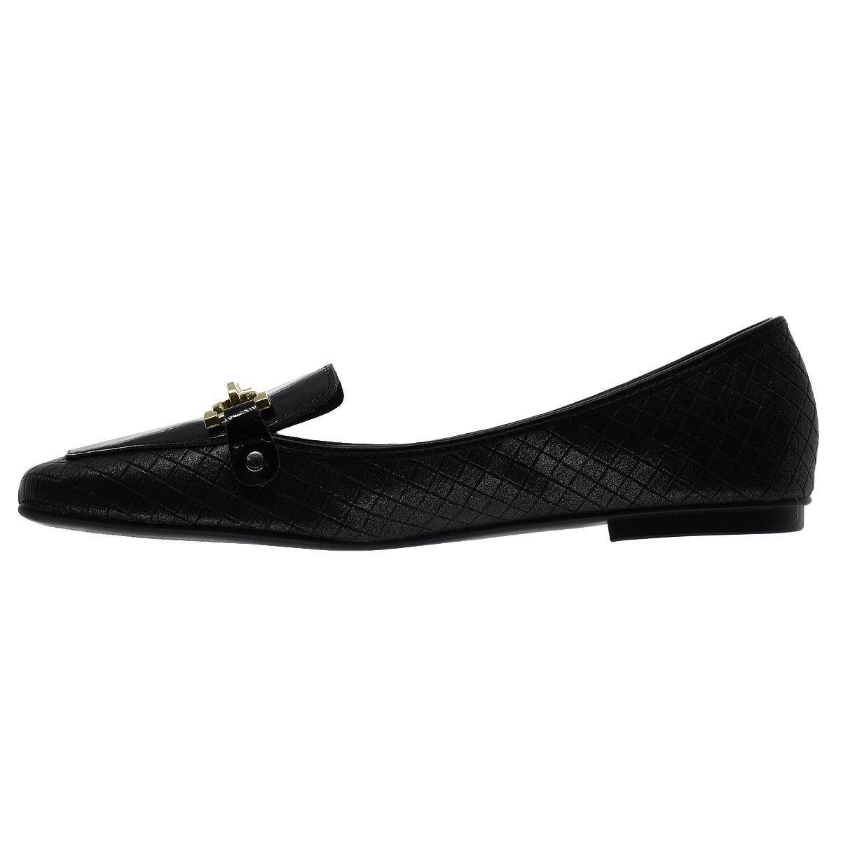 Sapato Mocassim Bico Quadrado Feminino Moleca 5737.211 Preto Preto 2