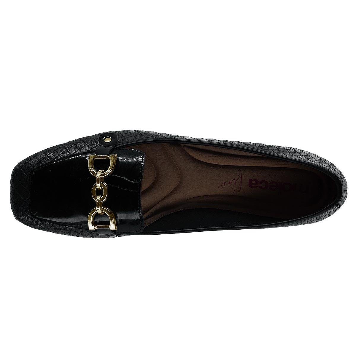Sapato Mocassim Bico Quadrado Feminino Moleca 5737.211 Preto Preto 3