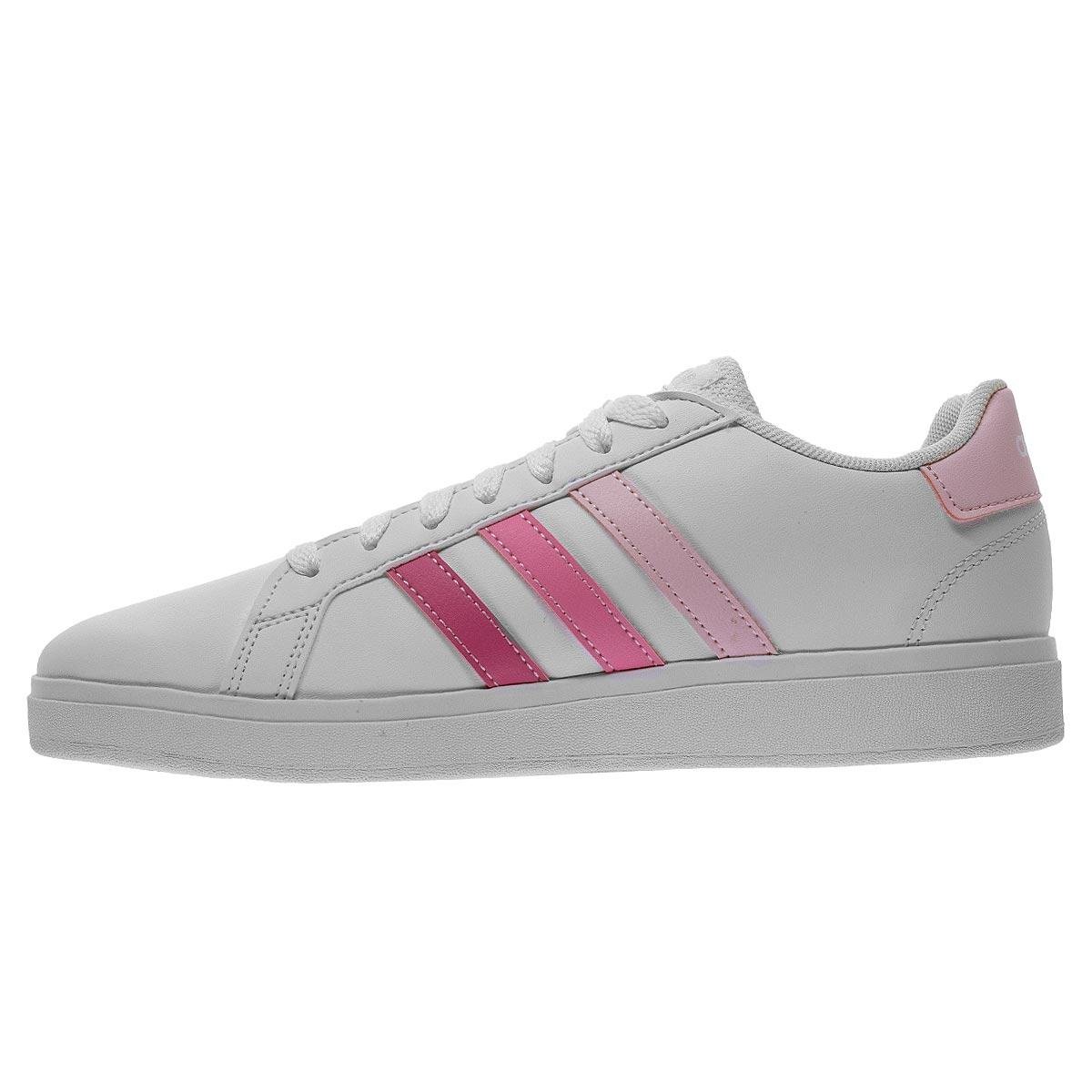 Tênis Casual Infantil Menina Adidas Grand Court 2.0 K Branco Branco/Rosa 2