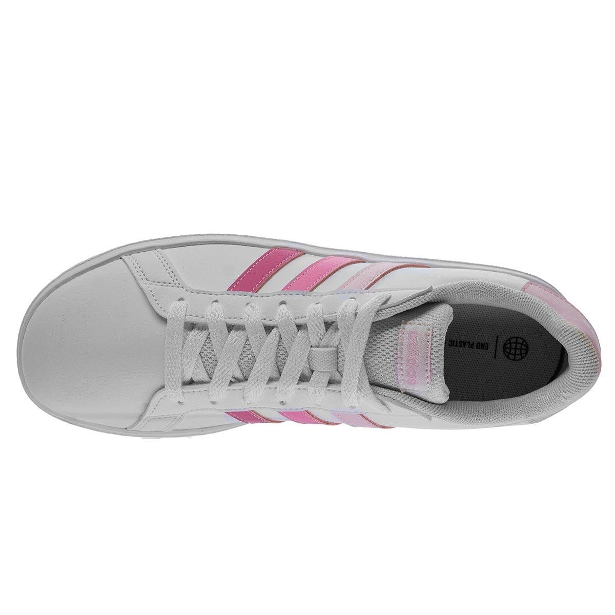 Tênis Casual Infantil Menina Adidas Grand Court 2.0 K Branco Branco/Rosa 3