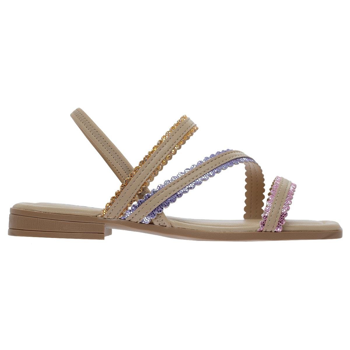 Sandália Rasteira Infantil Menina Pink Cats V5852 Bege