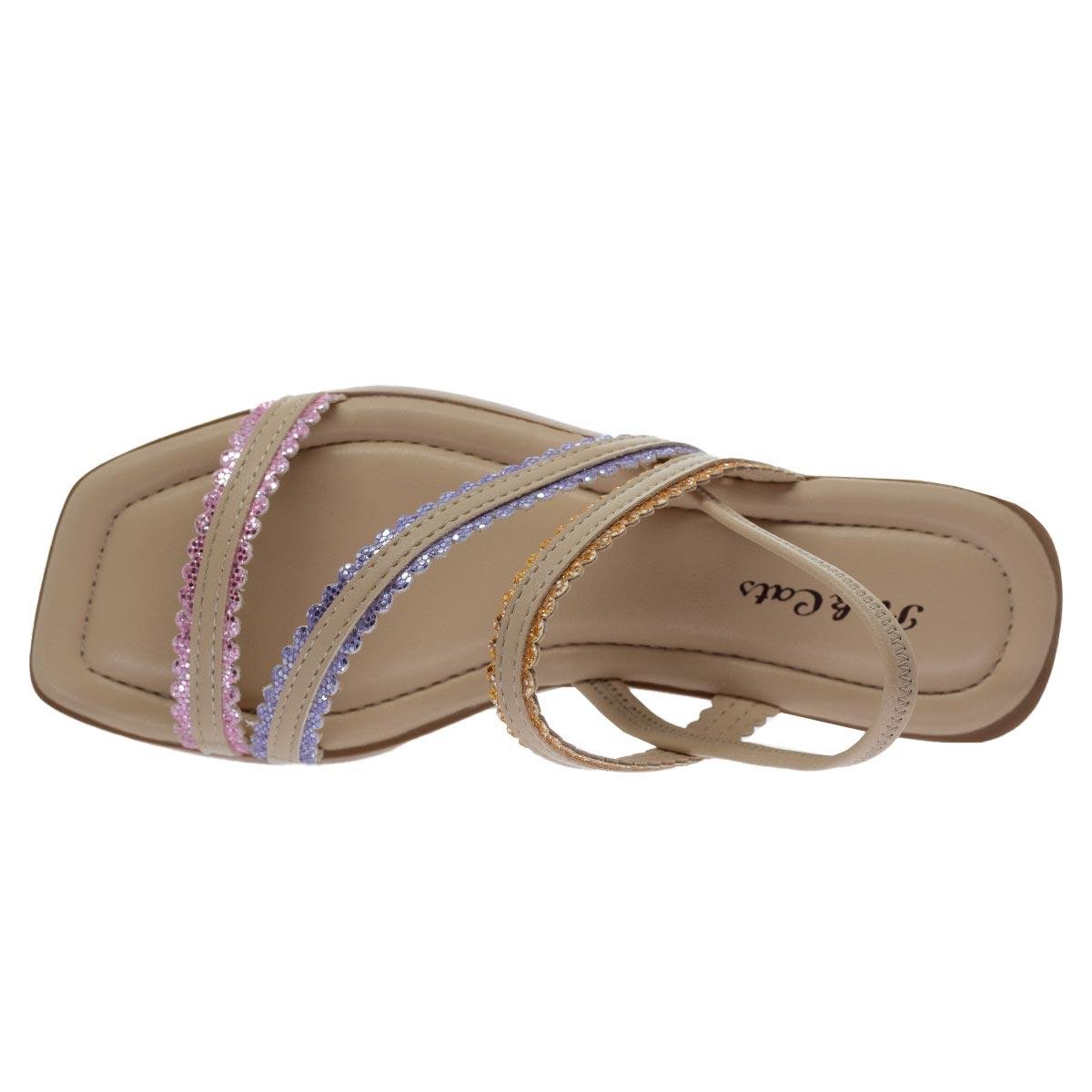 Sandália Rasteira Infantil Menina Pink Cats V5852 Bege Bege 3