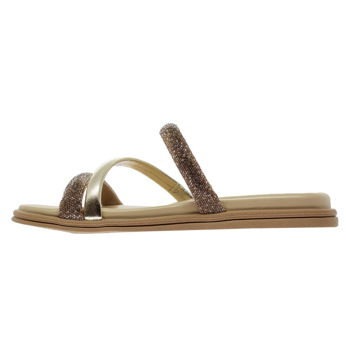 Tamanco Feminino Beira Rio 8488.108 Bege Bege/Dourado 2