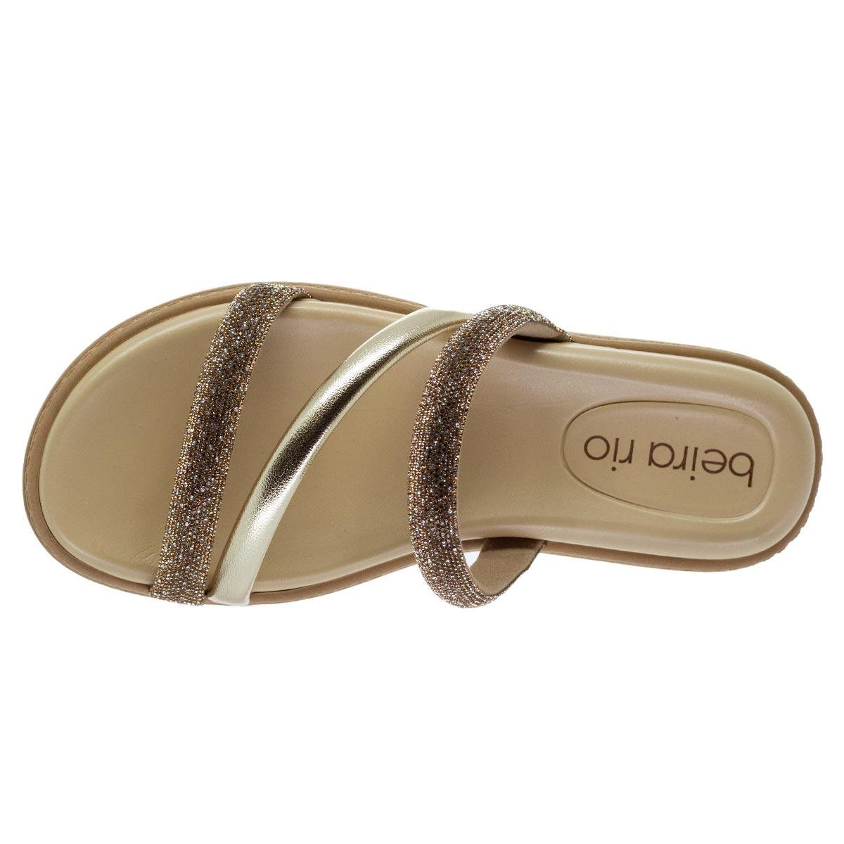 Tamanco Feminino Beira Rio 8488.108 Bege Bege/Dourado 3