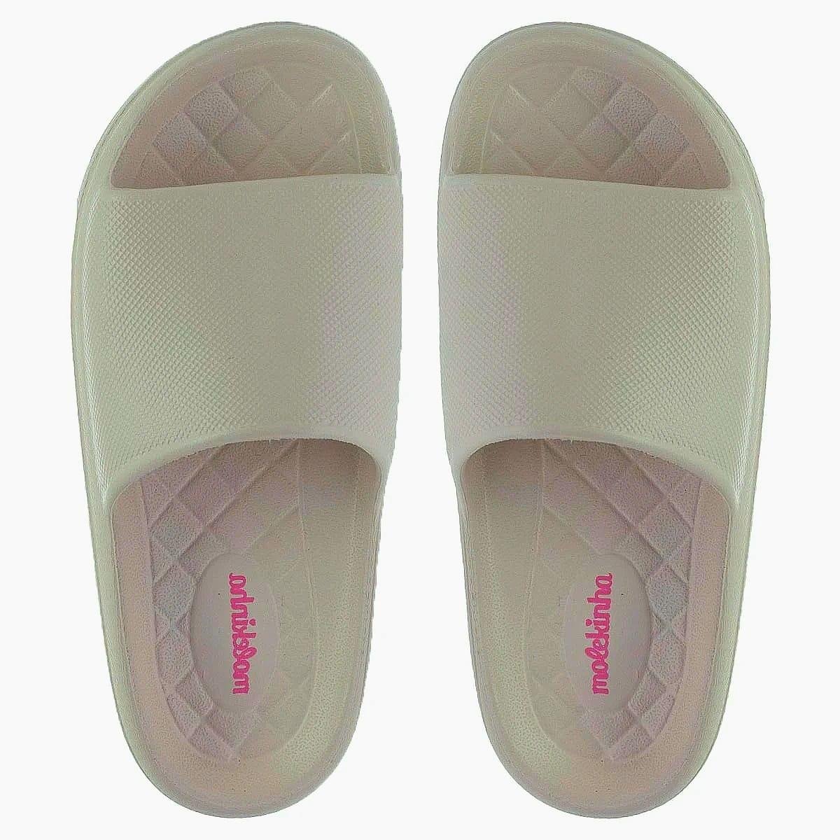 Chinelo Slide Infantil Feminino Molekinha 2338.100 Creme Creme 1