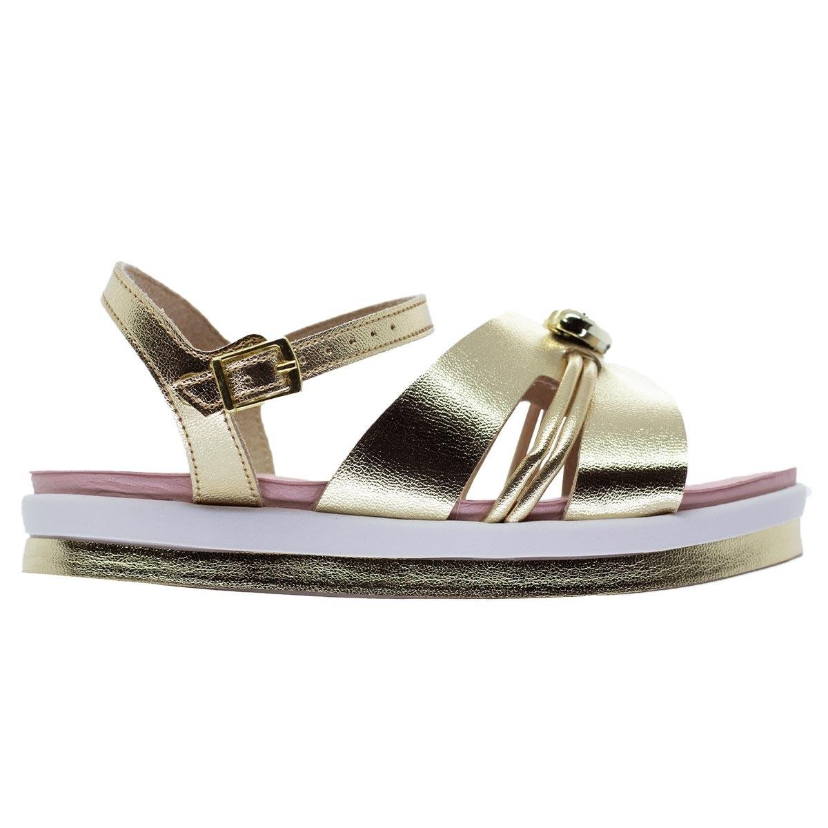 Sandália Rasteira Infantil Menina Molekinha 2305.1574 Dourada Dourado 1