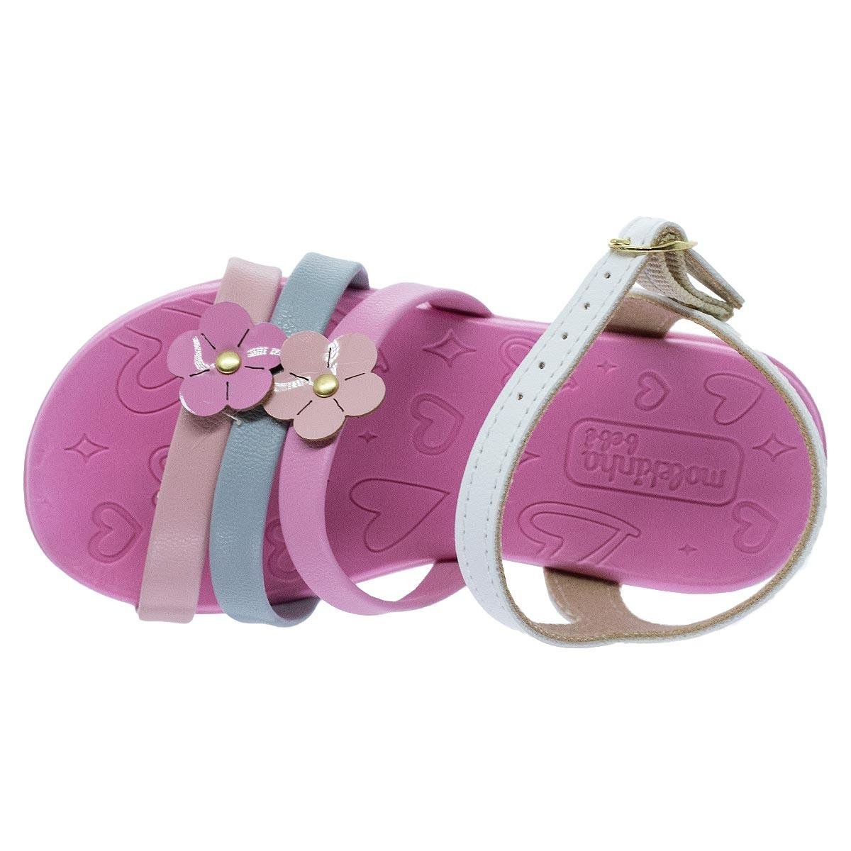 Sandália infantil Menina Molekinha 2743.102 Rosa Branco/Rosa/Verde 3