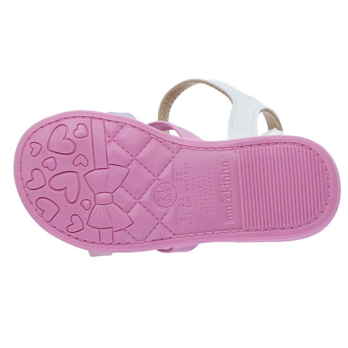 Sandália infantil Menina Molekinha 2743.102 Rosa Branco/Rosa/Verde 4