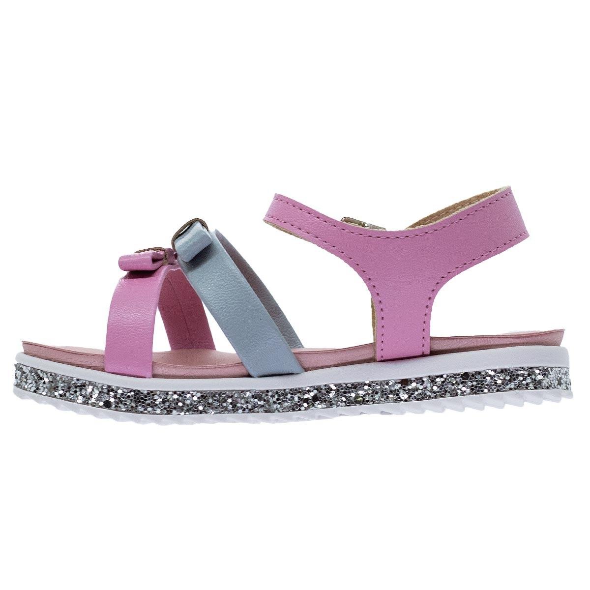 Sandália infantil Menina Molekinha 2724.124 Rosa Branco/Rosa/Verde 2