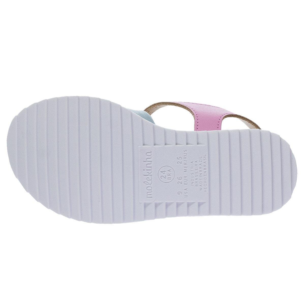 Sandália infantil Menina Molekinha 2724.124 Rosa Branco/Rosa/Verde 4