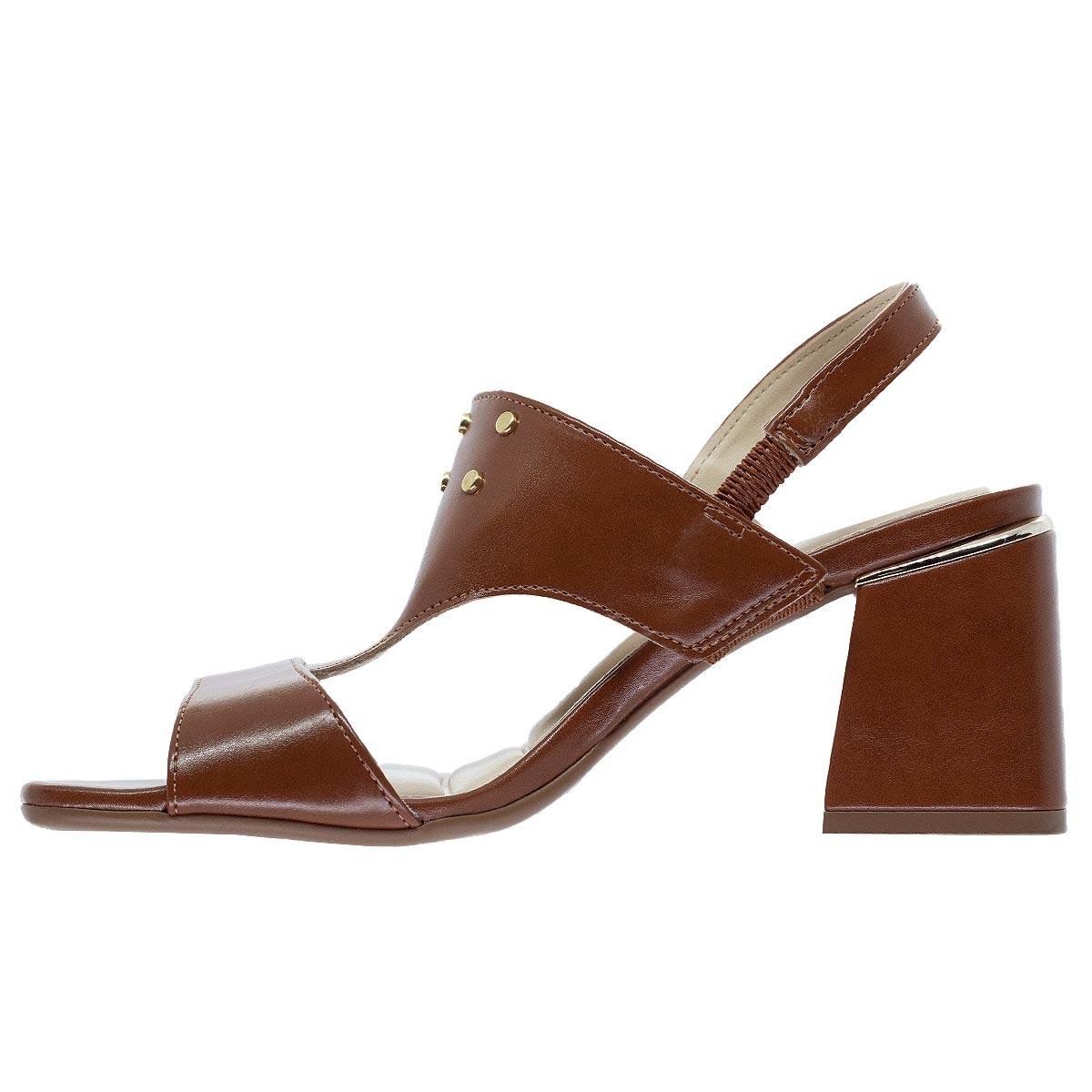 Sandália Salto Médio Feminina Bebecê T6011-202 Marrom Aveia 2