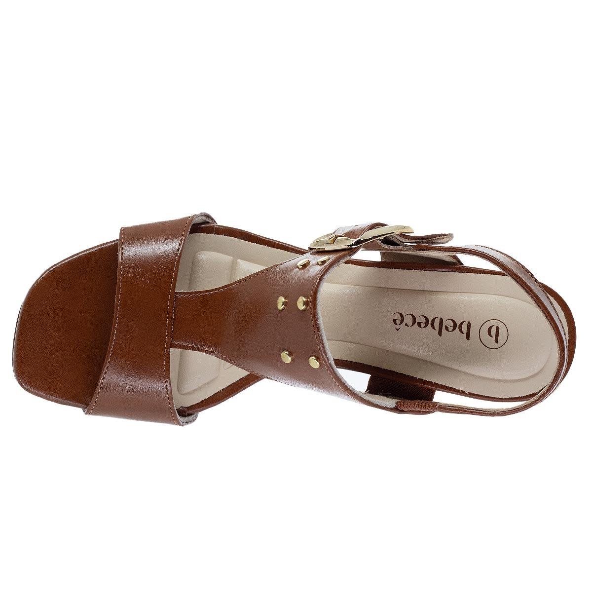 Sandália Salto Médio Feminina Bebecê T6011-202 Marrom Aveia 3