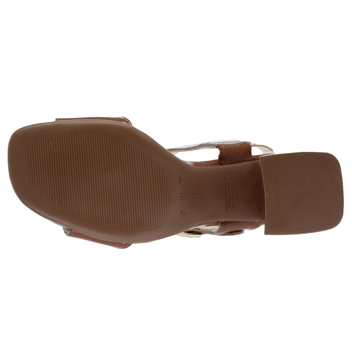 Sandália Salto Médio Feminina Bebecê T6011-202 Marrom Aveia 4