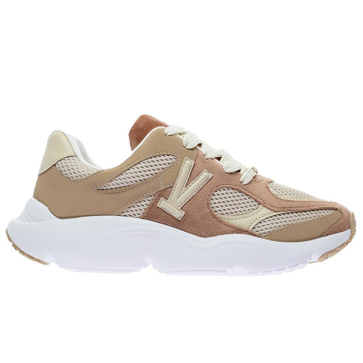 Tênis Casual Feminino Vizzano 1440.110 Nude Off White/Marrom 1