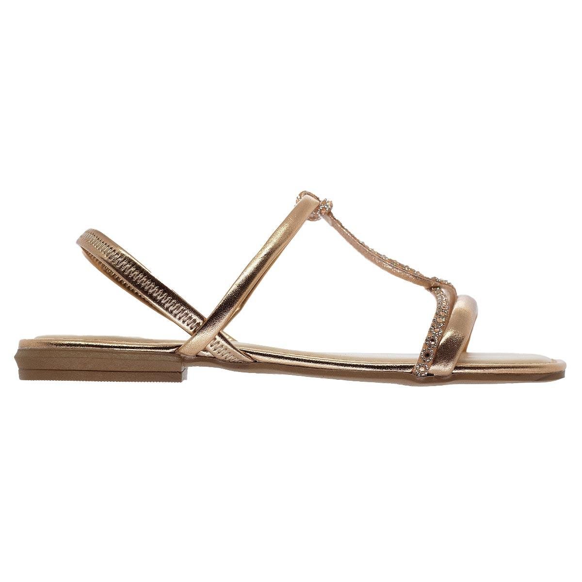 Sandália Rasteira Feminina Mississipi MF842 Bronze Rosé/Dourado 1