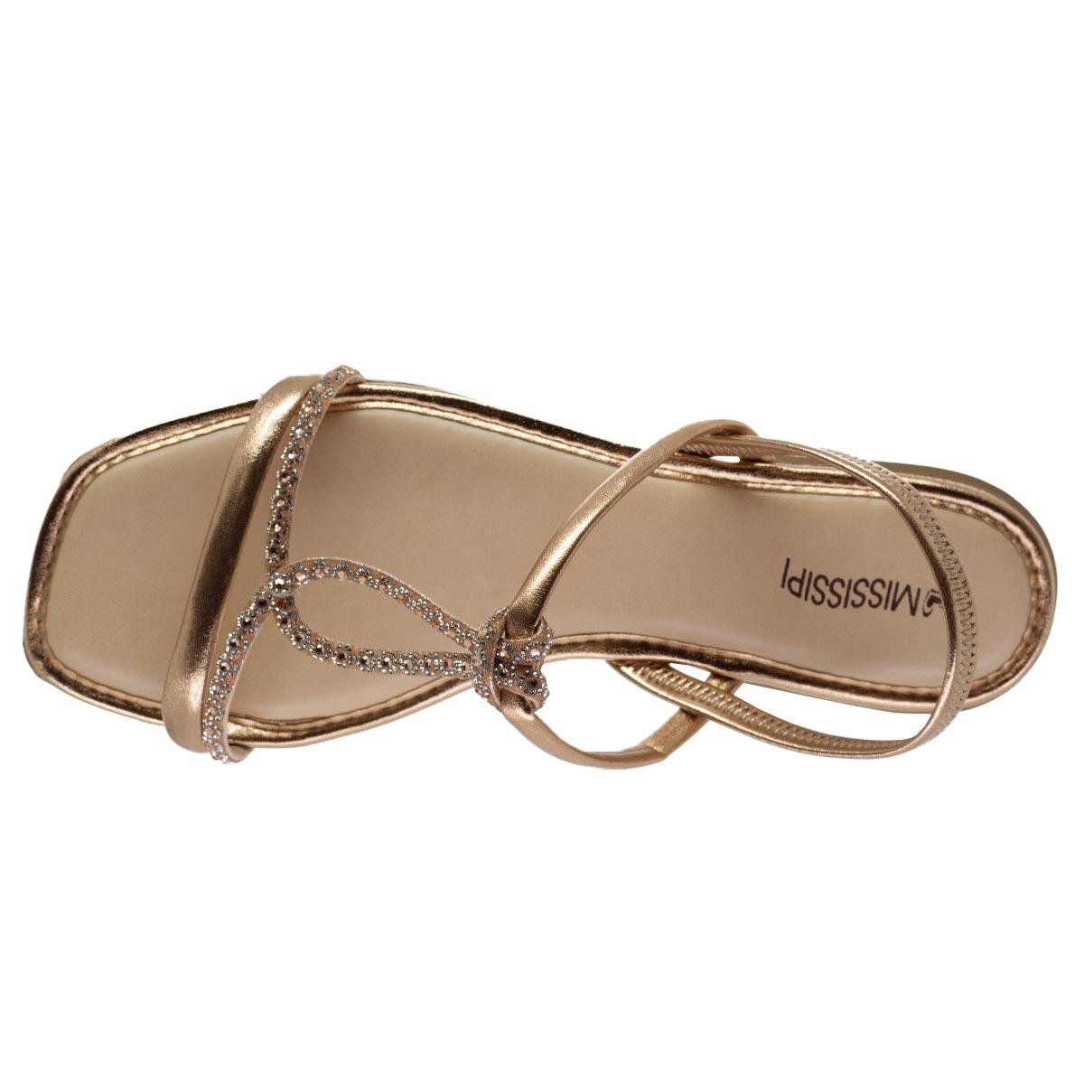 Sandália Rasteira Feminina Mississipi MF842 Bronze Rosé/Dourado 3