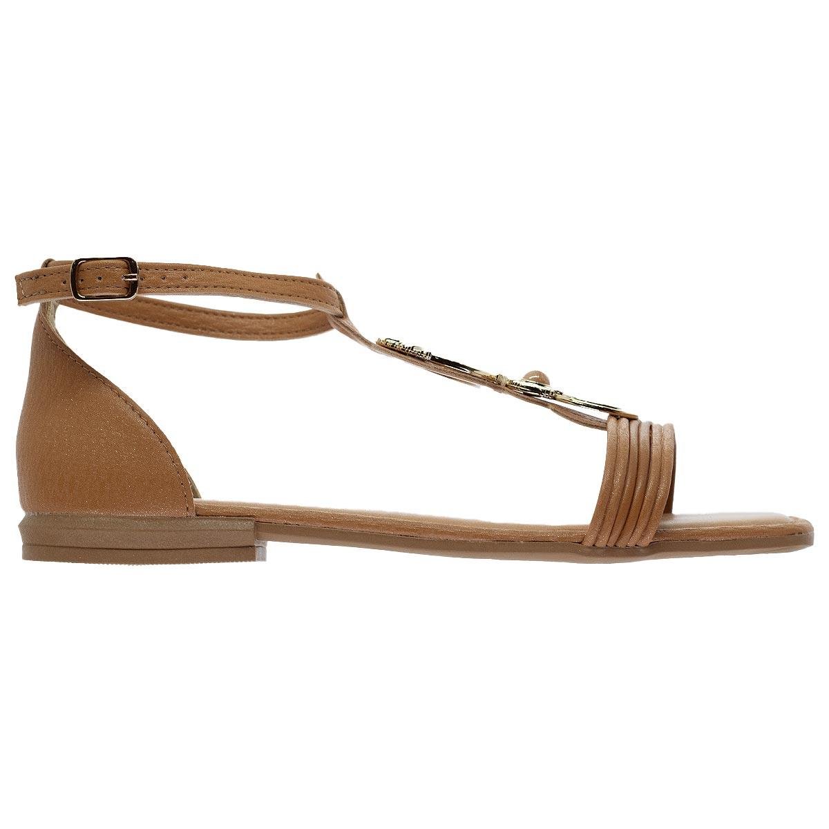 Sandália Rasteira Feminina Mississipi MF013 Camel