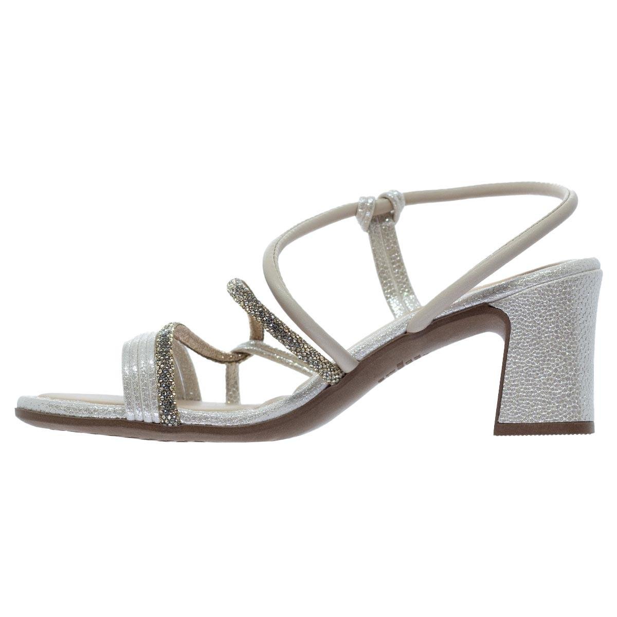 Sandália Salto Médio Feminina Mississipi MC415 Offwhite Gelo 2