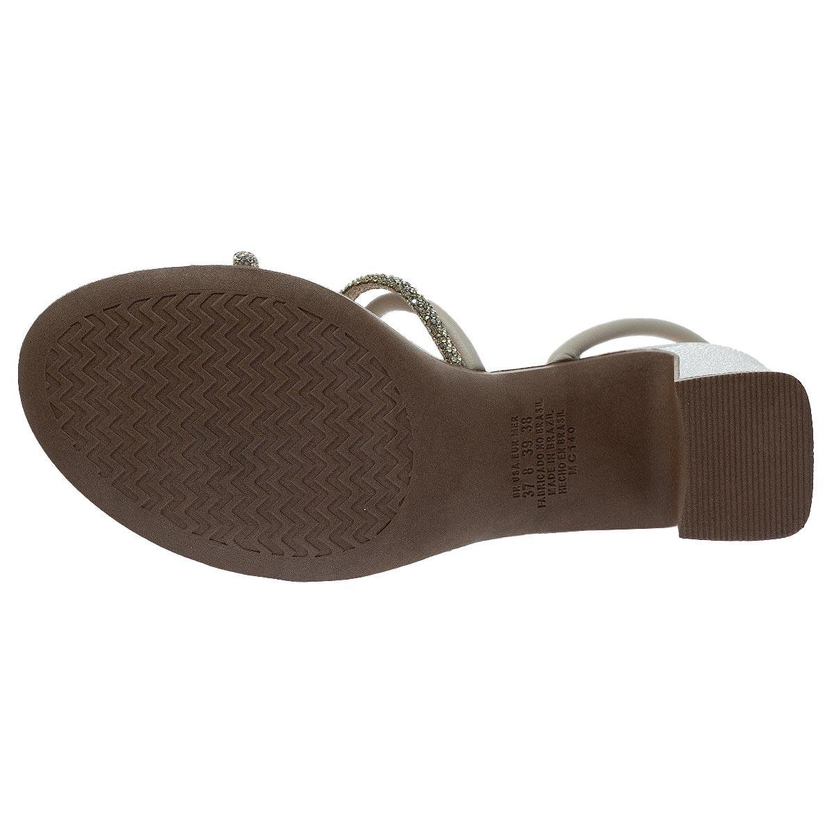 Sandália Salto Médio Feminina Mississipi MC415 Offwhite Gelo 4